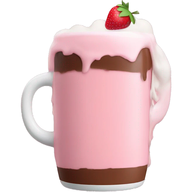 A mug with pink strawberry milk and chocolate milk mixed in half No face and no straw emoji