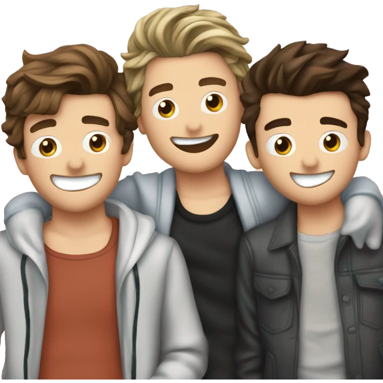 liam payne, harry styles, niall horan, louis tomlinson, zayn malik hugging emoji