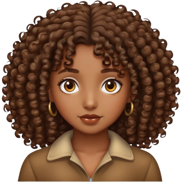 Brown girl with curly hair emoji