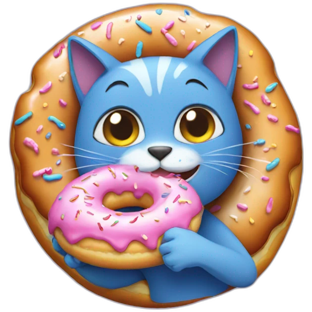 Blue cat eating a donut emoji