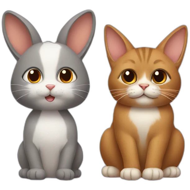 cat and brown rabbit emoji