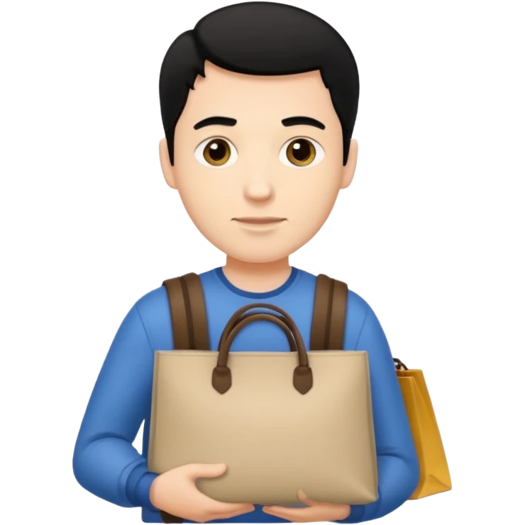 a white man with black hair carrying branded bags emoji