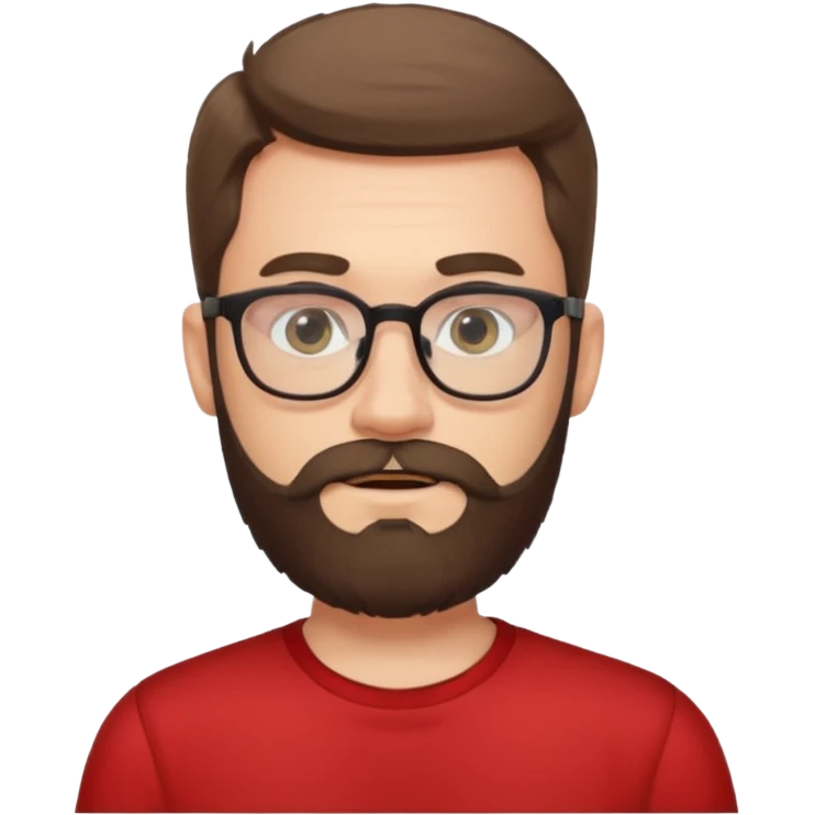 bearded man with eyeglasses red shirt emoji