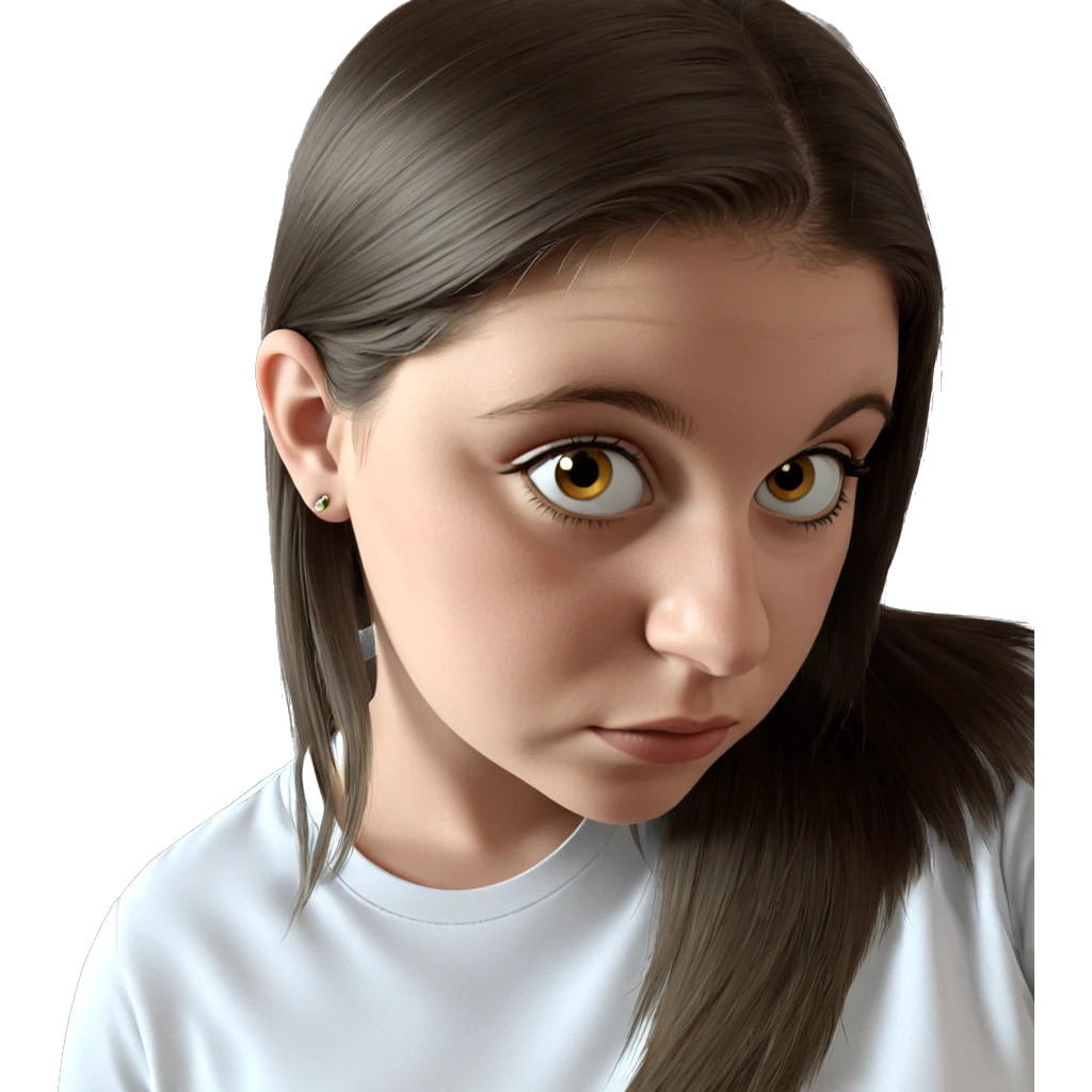 thoughtful girl in white shirt emoji