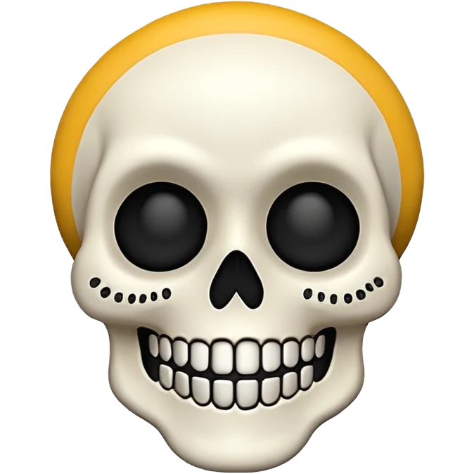 calavera emoji estilo iPhone, forma de calavera sonriente, expresión amigable emoji