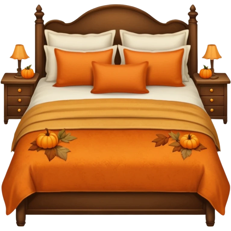 Vintage bed with fall pillows emoji