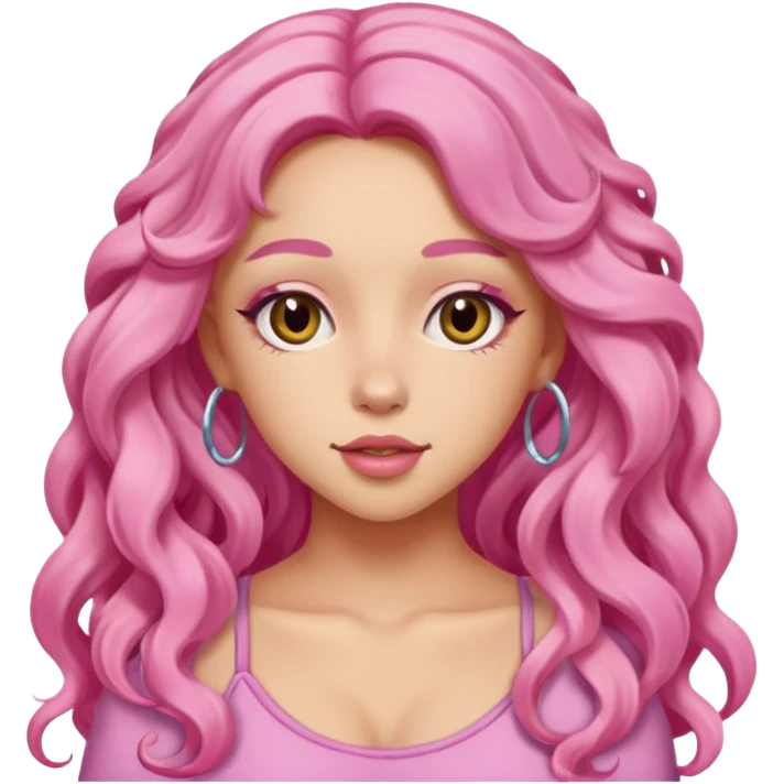 Doja Cat with pink long hair emoji