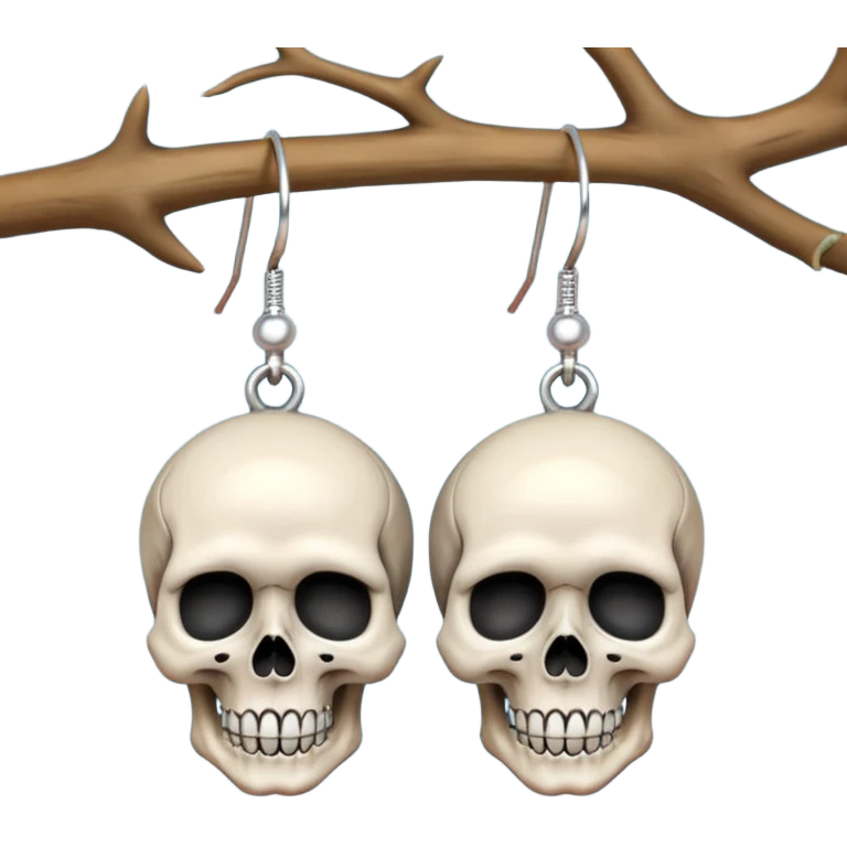 Realistic, 3D rendering, betsy Johnson designer, Skull dangle earrings emoji