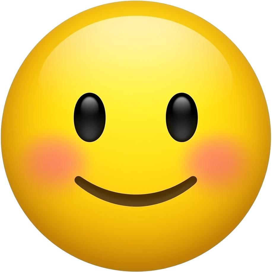 A cartoon emoji face with a huge grin and rosy cheeks, bright yellow circle, playful style, transparent background emoji
