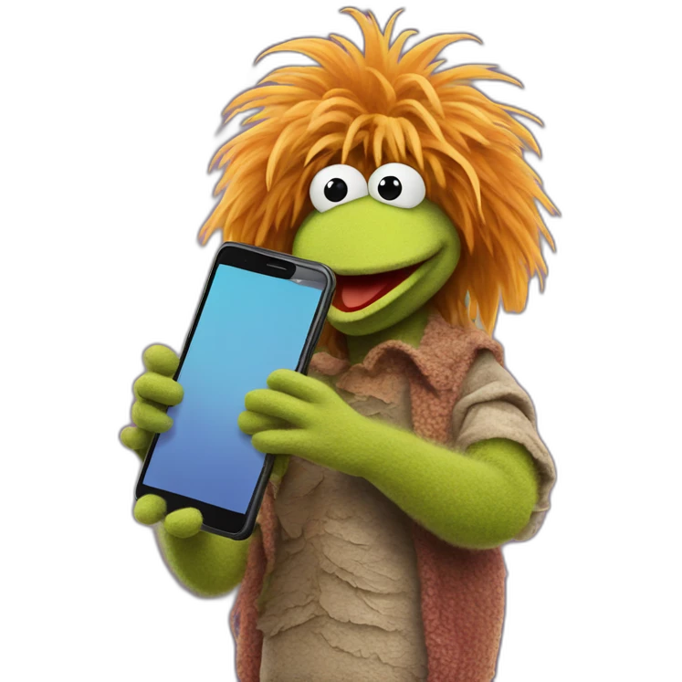 FRAGGLE with cellphone  emoji