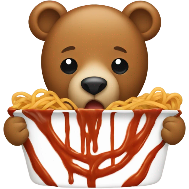 Bear eating spaghetti  emoji