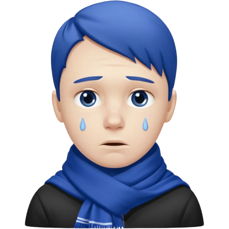 Sad Glasgow rangers fan wearing scarf only. emoji
