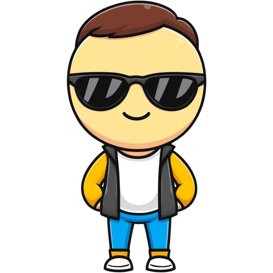 Fun character looking super cool with sunglasses and a confident pose emoji