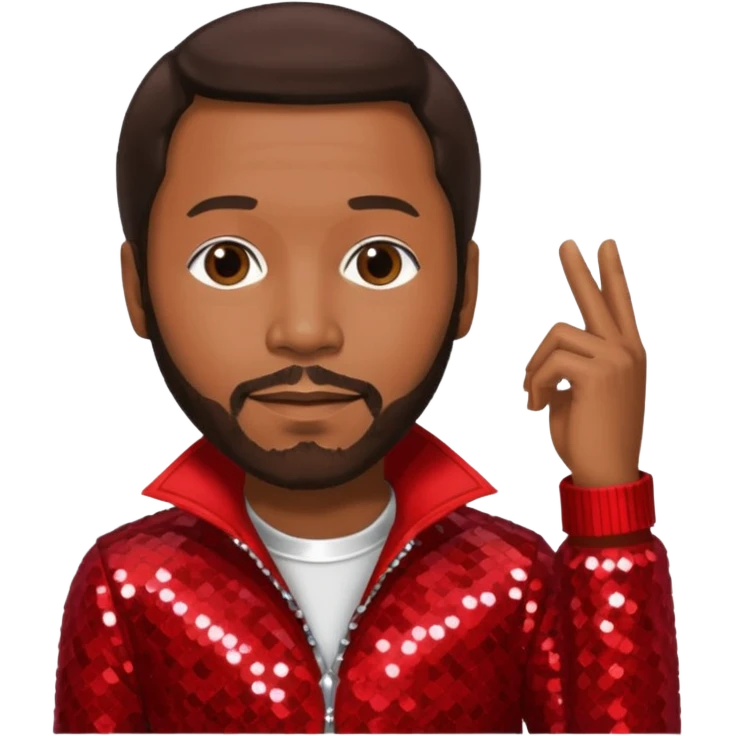 Marvin Gaye with dark brown hair, red sequin outfit emoji