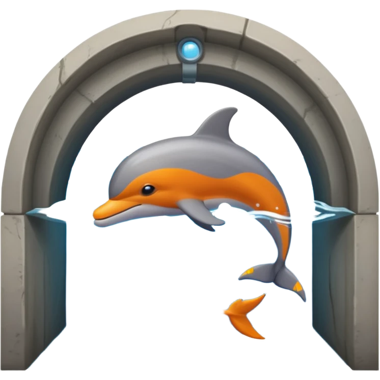 Dolphin swimming through underground tunnel emoji
