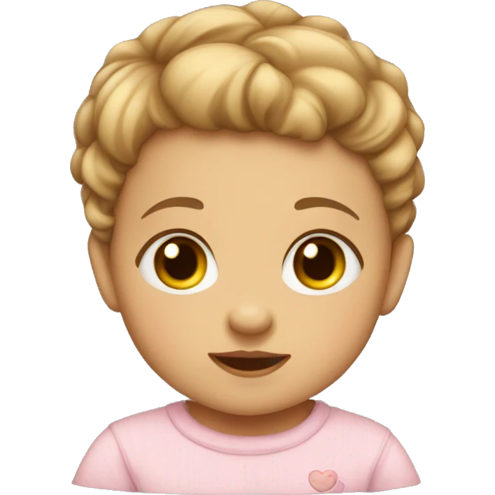A baby 5 month old emoji that is a girl, has a little bit of hair and light brown ey emoji