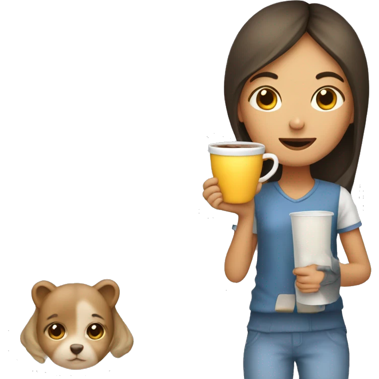 Girl with a cup and sey pisajama emoji