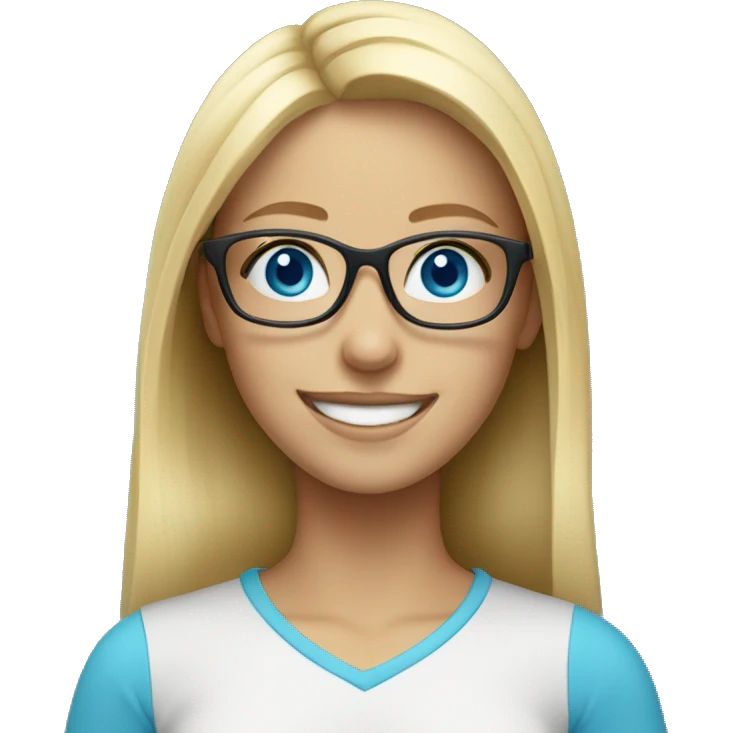 blonde girl with glasses smiling blue eyes emoji