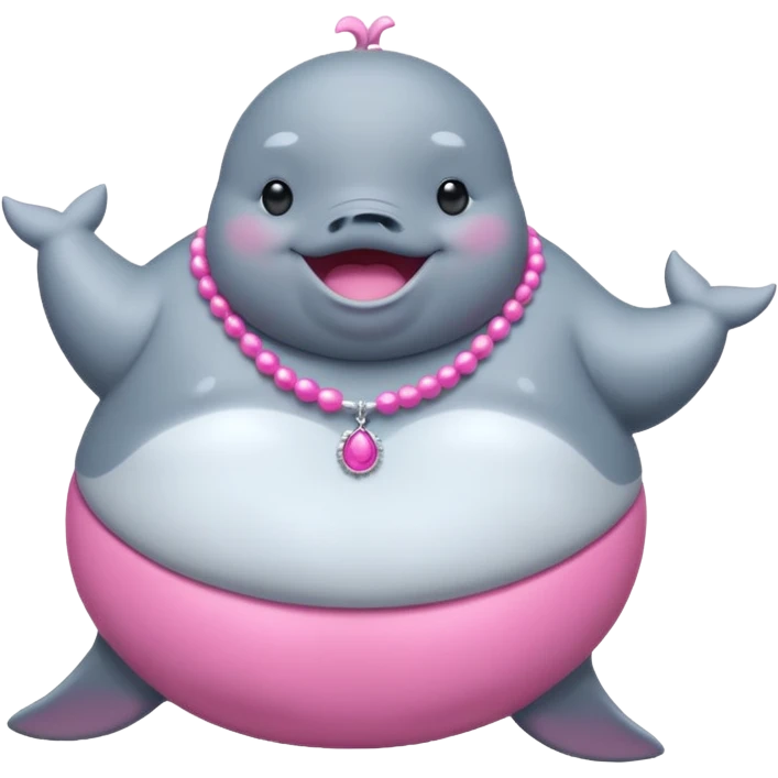 dancing fat whale with pink necklace emoji