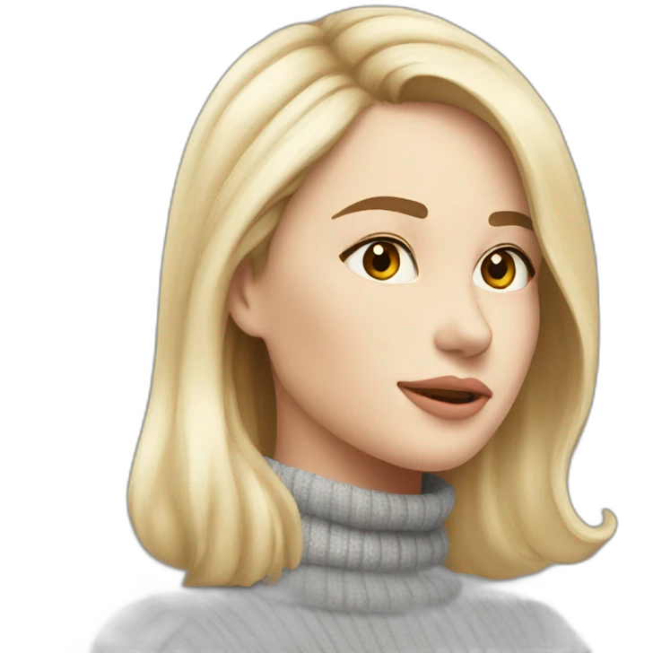 pale skin beatifull woman turtleneck from side emoji