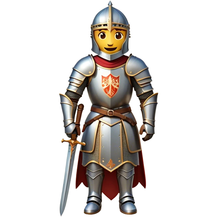 Clash of Clans aesthetic Cheerful Knight Portrait Emoji, With a radiant smile and an upright, confident stance, featuring an elegantly armored figure with intricate detailing and shining accents, his face in a natural skin tone, Simplified yet expressive features, highly detailed, glowing with a soft, luminous aura, high shine, upbeat and noble, stylized with an air of classic medieval heroism, soft glowing outline, capturing the essence of a cheerful knight ready to embark on legendary adventures! emoji