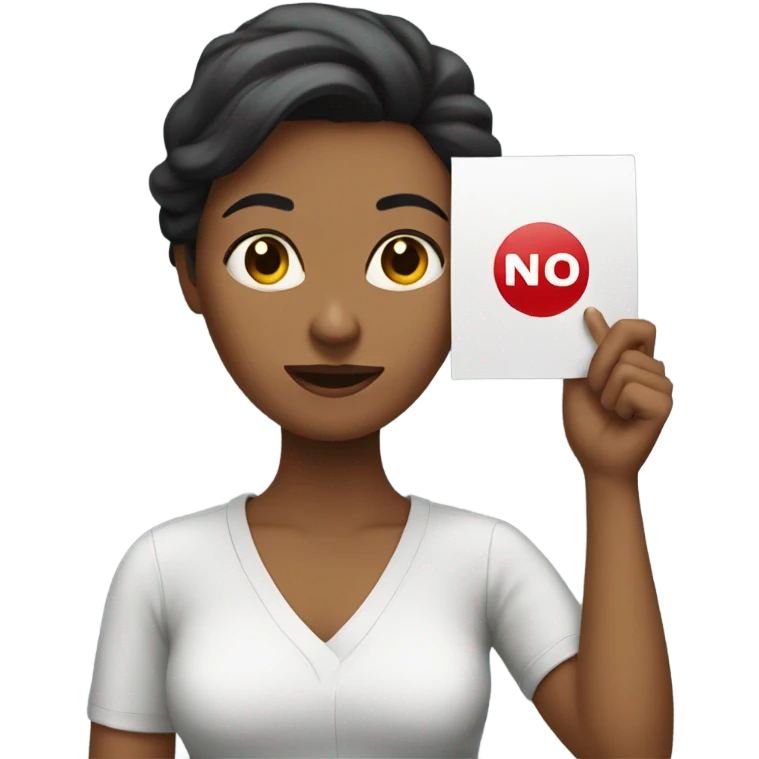 woman holding a sign saying NO  emoji