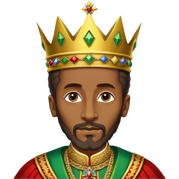 Haile Selassie I, regal, dignified, wearing a crown and traditional Ethiopian royal attire emoji