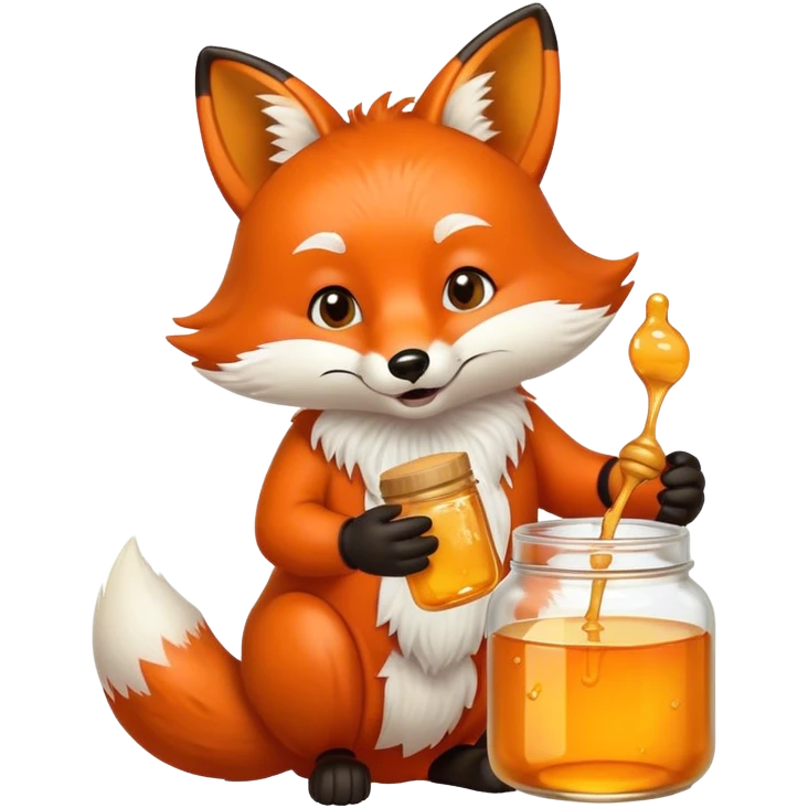 Fox eating oney from a jar emoji