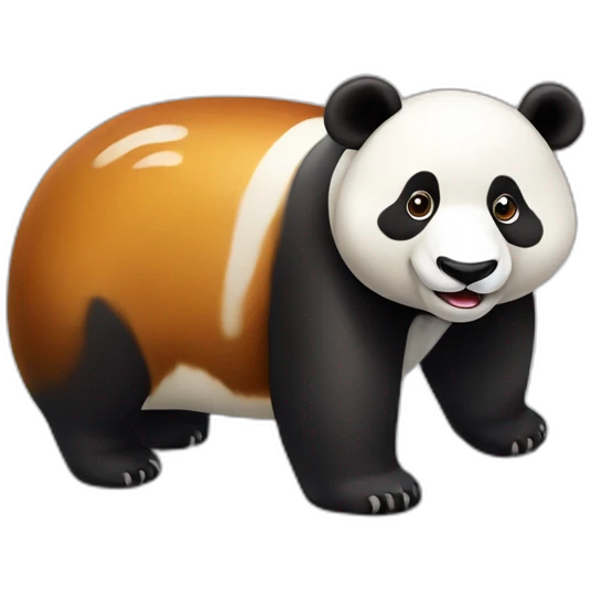 Un panda roux sur un tortu emoji