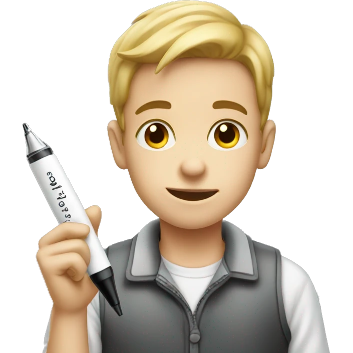 Boy with pen and dairy emoji