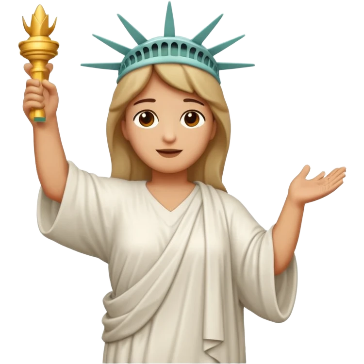 Cristo Redentor de Río de Janeiro, classic emoji style, wearing tunic, arms open, serene face, no background, distinct from Statue of Liberty emoji