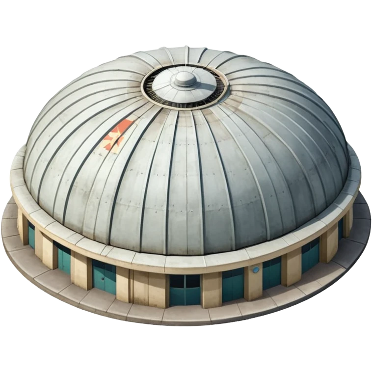 USSR military airplane rounded roof hangar isometry view emoji