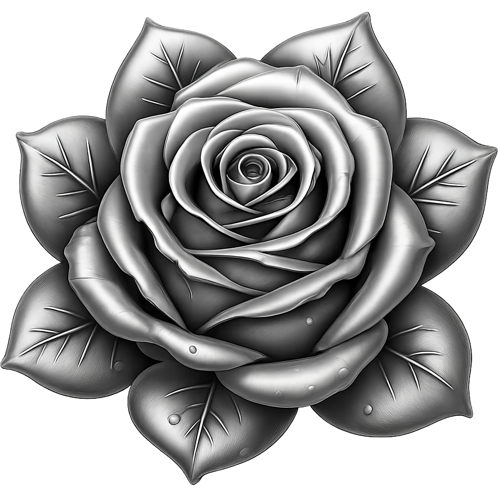 Make the blue icy rose metallic in a style that resembles emoji style, with no background. emoji