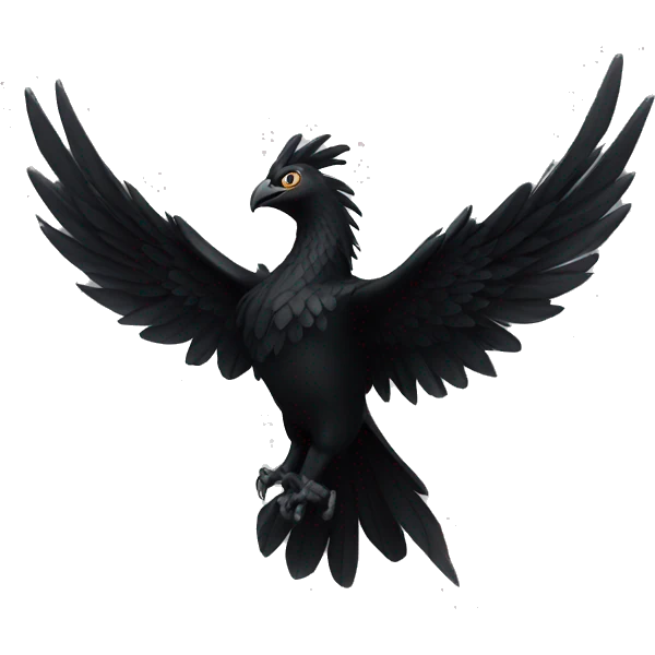 A majestic black phoenix, its wings spread wide emoji