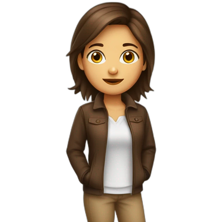 fille-brune-aux-yeux-marrons-en-tenue-étudiante emoji