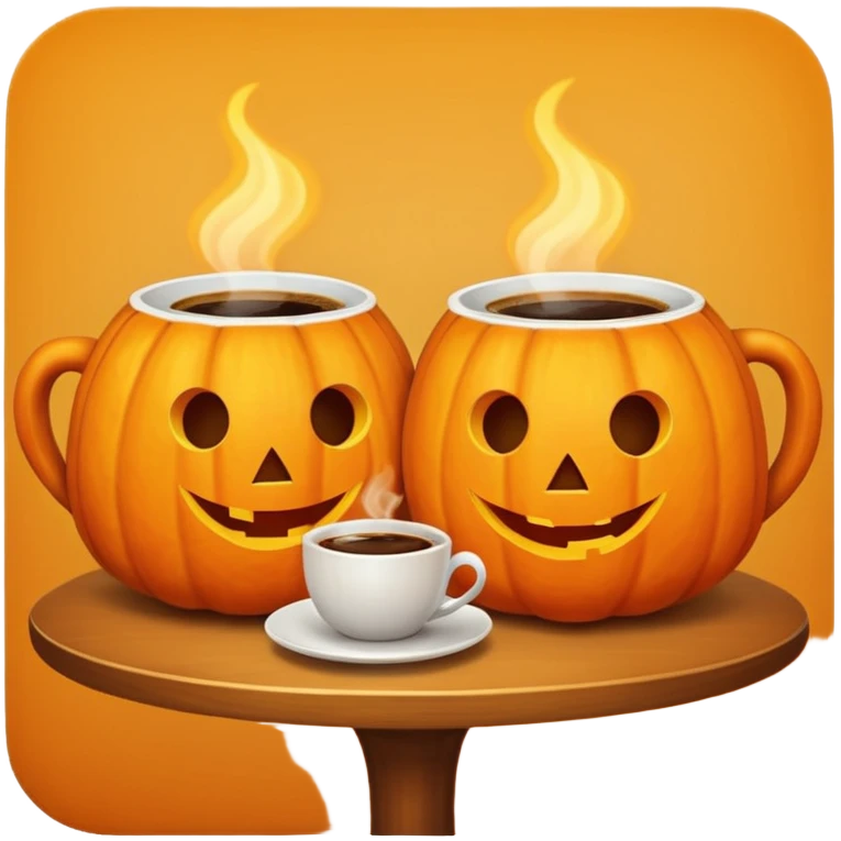 Pumpkins drinking coffee at a cafe  emoji