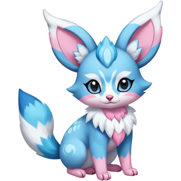 Rare realistic cute adorable epic aesthetic colorful Amaura-Sylveon-Glaceon-Civet-Genet-species-Fakemon-hybrid-creature, with markings, full body emoji