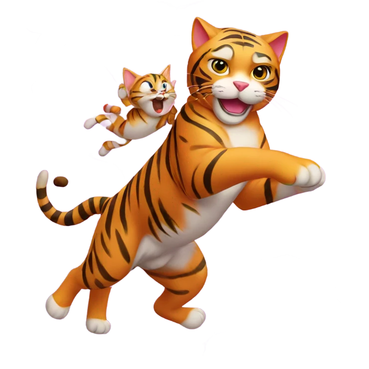 Pink cat riding a tiger with lightning  emoji