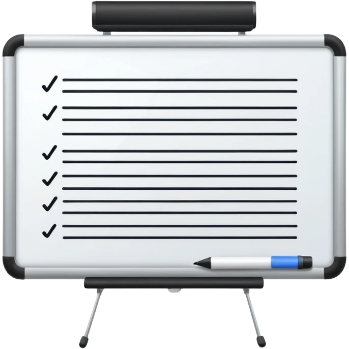 Whiteboard with lines indicating written notes emoji