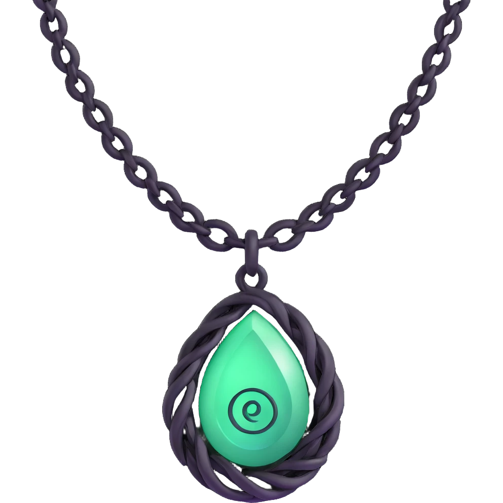 Moana's necklace with heart of Te Fiti green spiral stone emoji