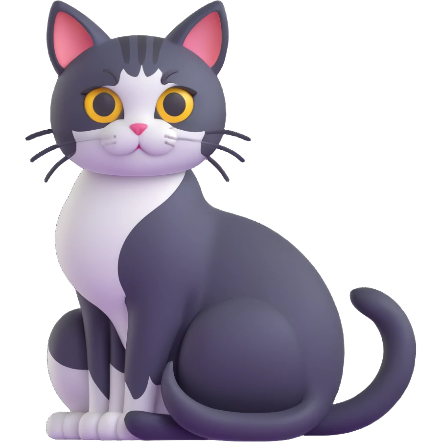 cat sitting with tail curled emoji