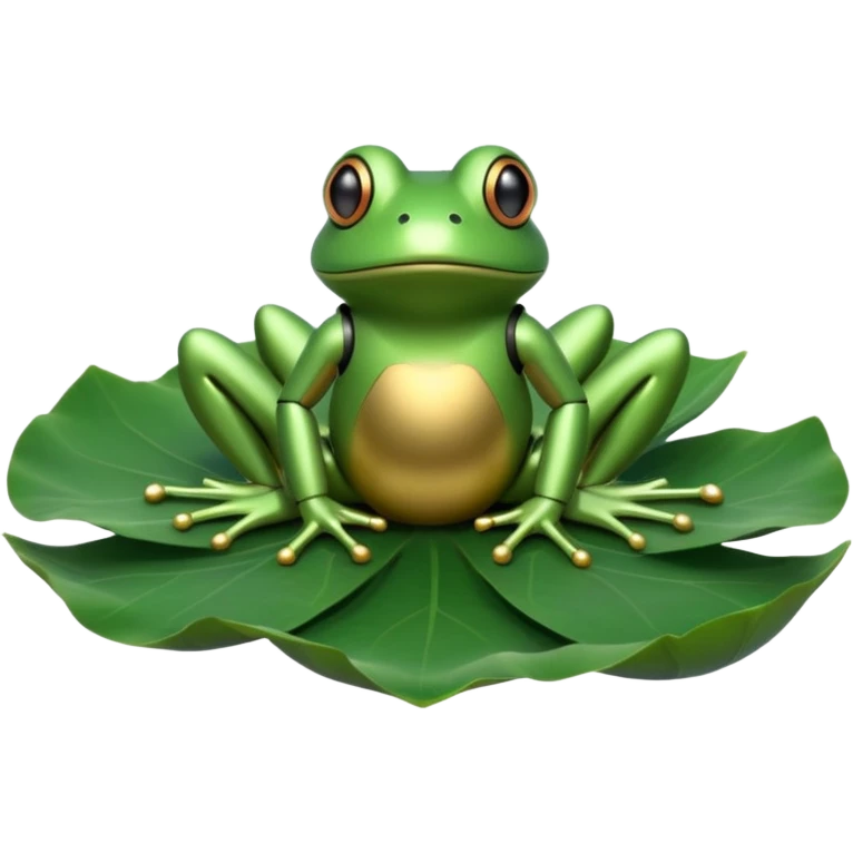 robot frog on lotus leaf emoji