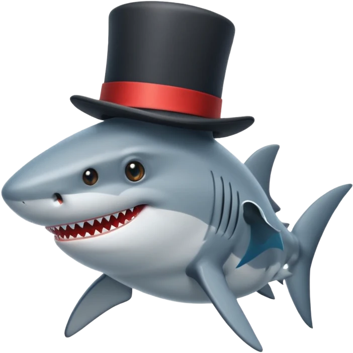 Shark with a top hat emoji