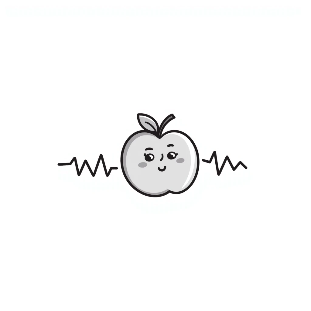 hand-drawn peach emoji with heartbeat monitor line emoji
