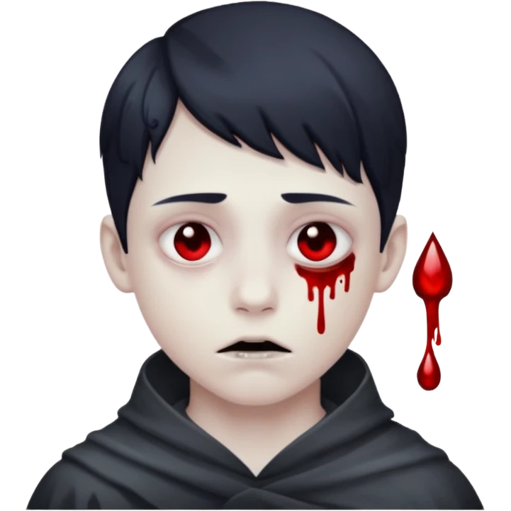ghost boy face with blood tears emoji