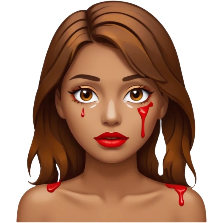Brown Hair, Woman, white paint drip, face, hot, Sexy, lips emoji