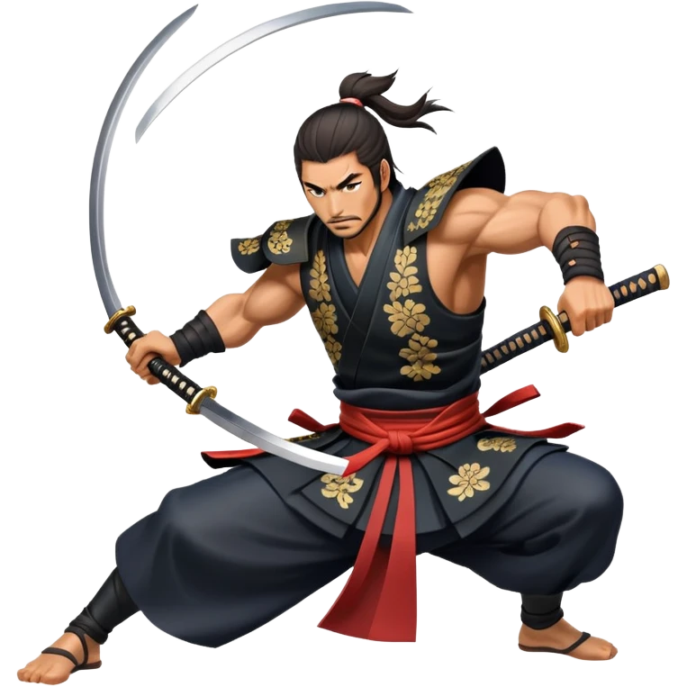 japanese samurai swinging katana dynamic pose emoji
