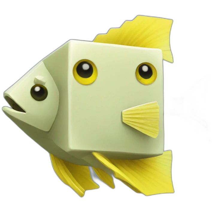 cube yellow fugu fish in minecraft style full size emoji