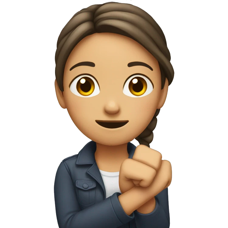 Girl exited and folded her hands into fists emoji