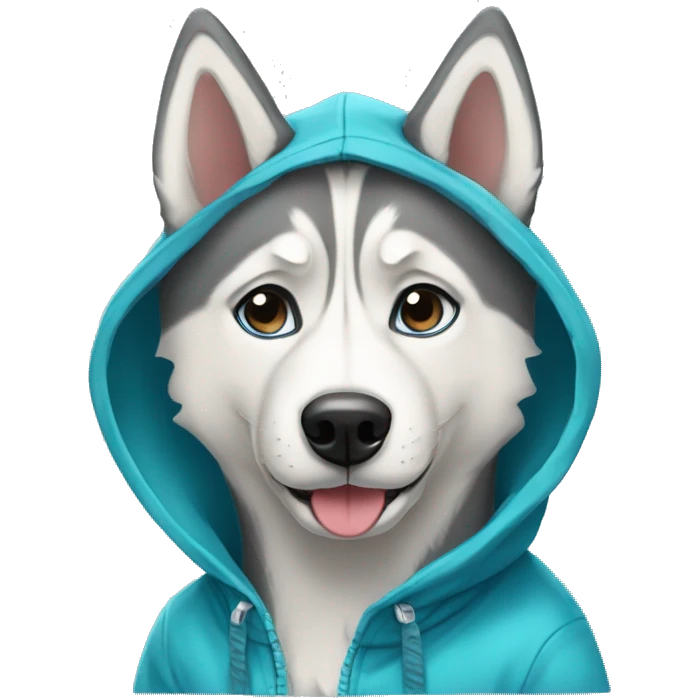 husky dog wearing hoddie emoji